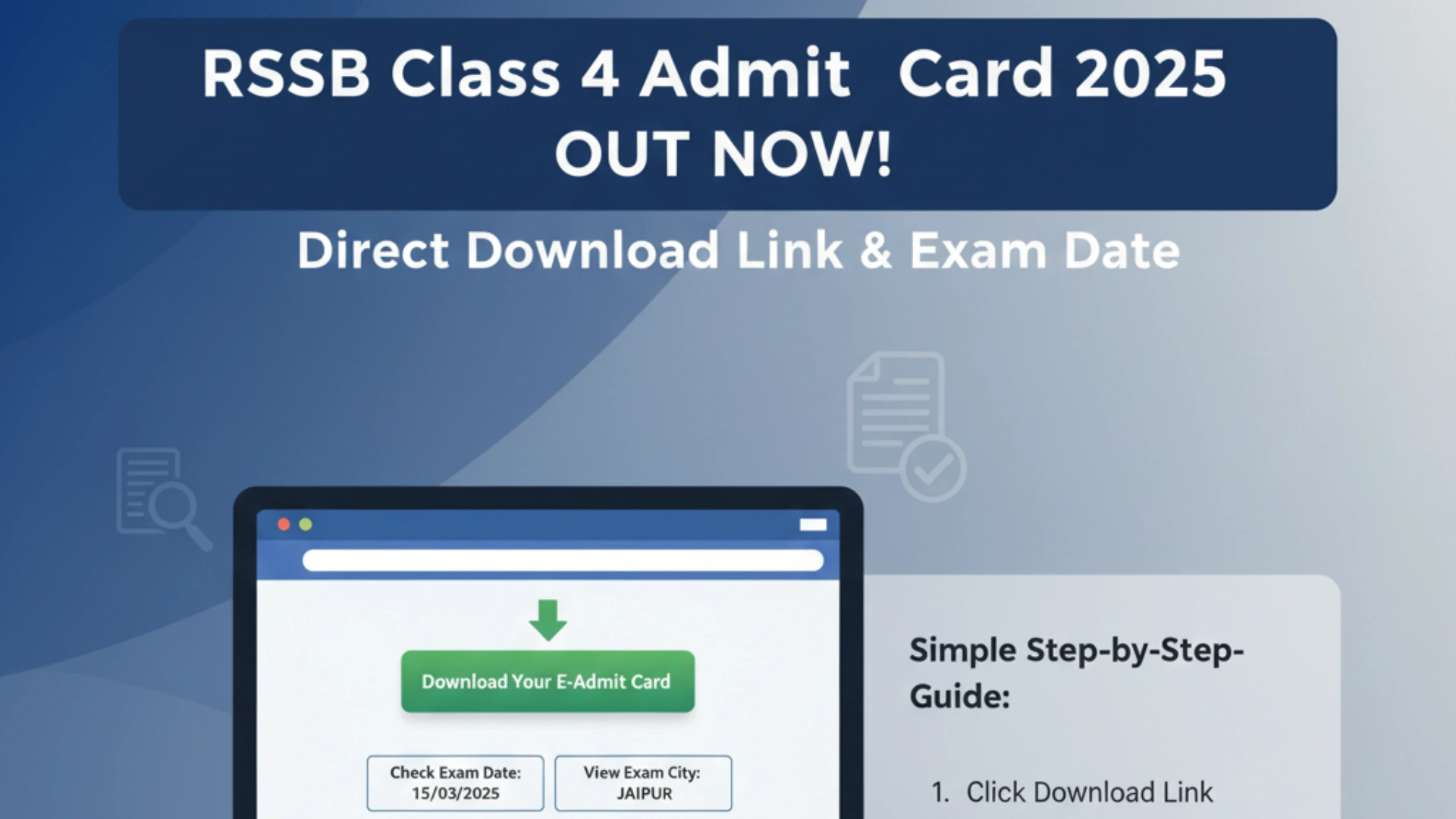 RSSB Class 4 Admit Card 2025 Released: Direct Link and Step-by-Step Guide to Download